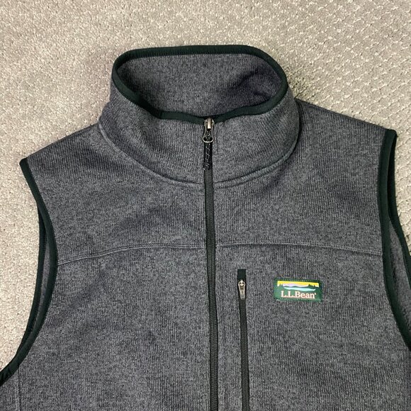 LL Bean Sweater Vest Men's Medium Tall Gray Fleece Full Zip 510174 Hiking - Picture 2 of 9